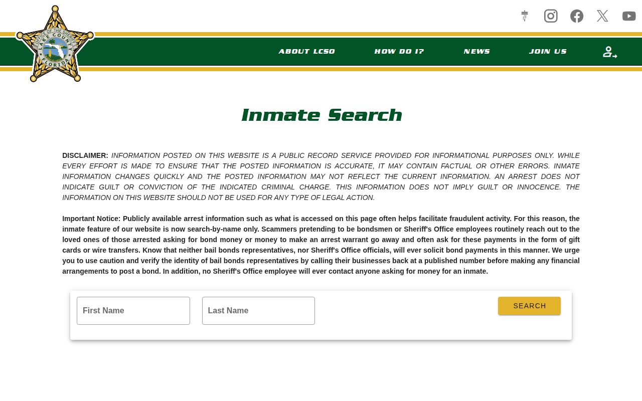Lake County released inmate mugshot and booking-detail search