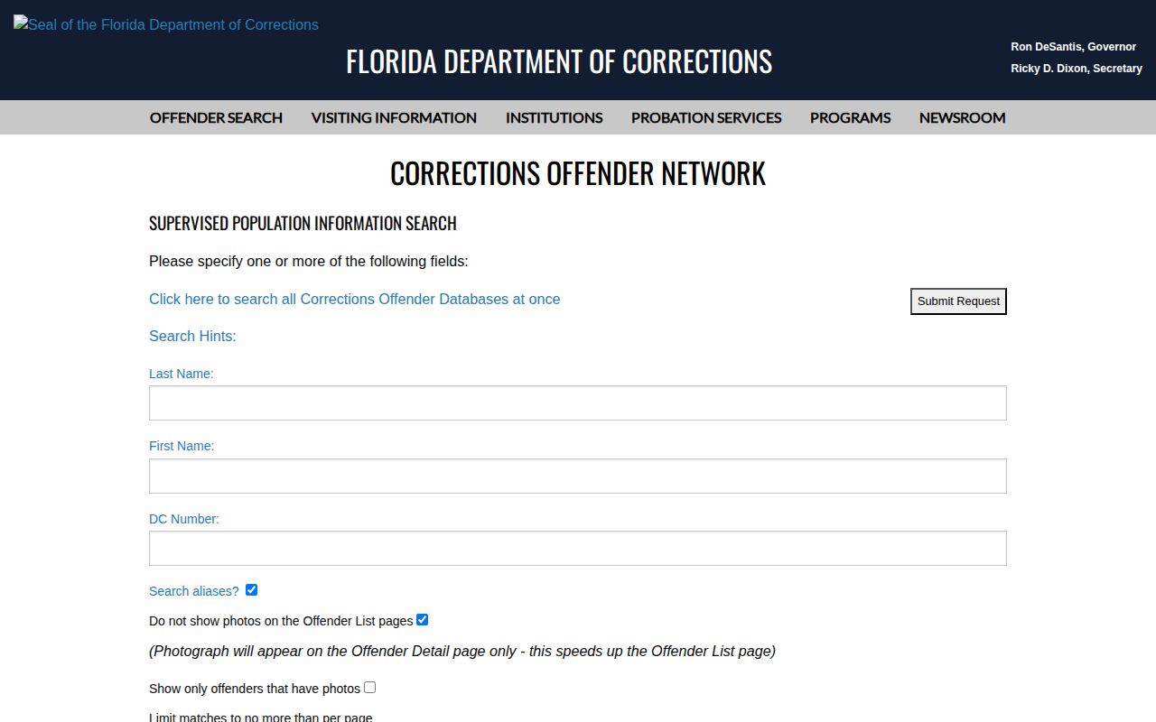 Lake County post-release supervision search in Florida corrections